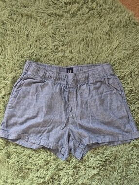 GAP Women’s Chambray Blue Drawstring Linen Shorts